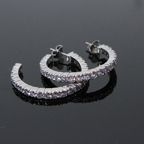 Luminous White Sapphire Hoop Earrings